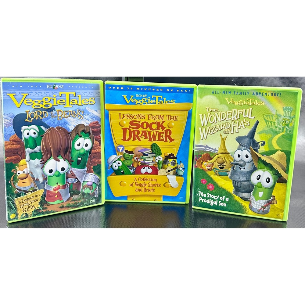 VeggieTales DVD Bundle Lord of the Beans, Sock Drawer, Wonderful Wizard of Ha's